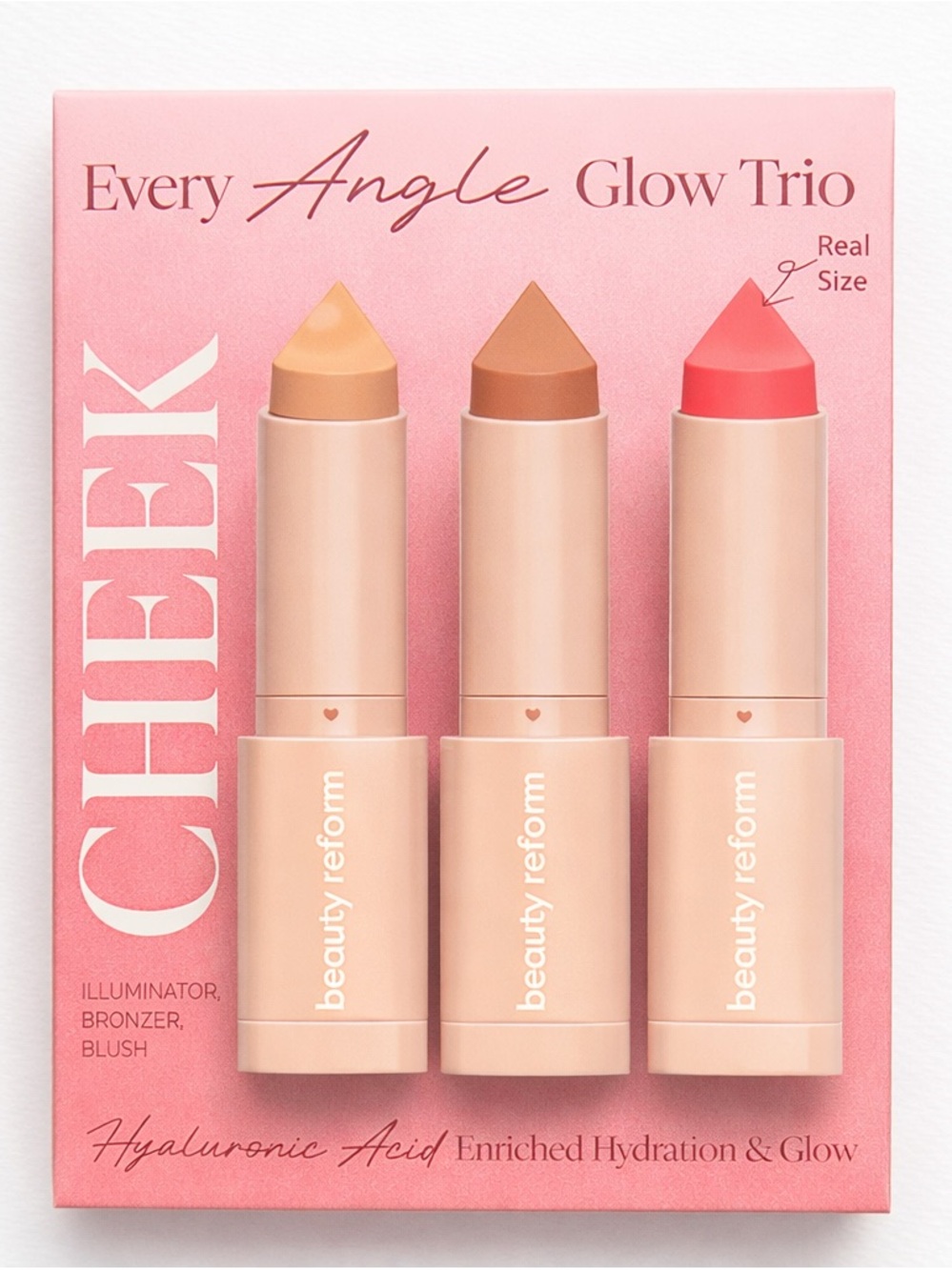 Every Angle Glow Trio Cheek Sticks - Pink/Peach/Champagne